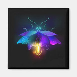 Neon Firefly på svart Magnet