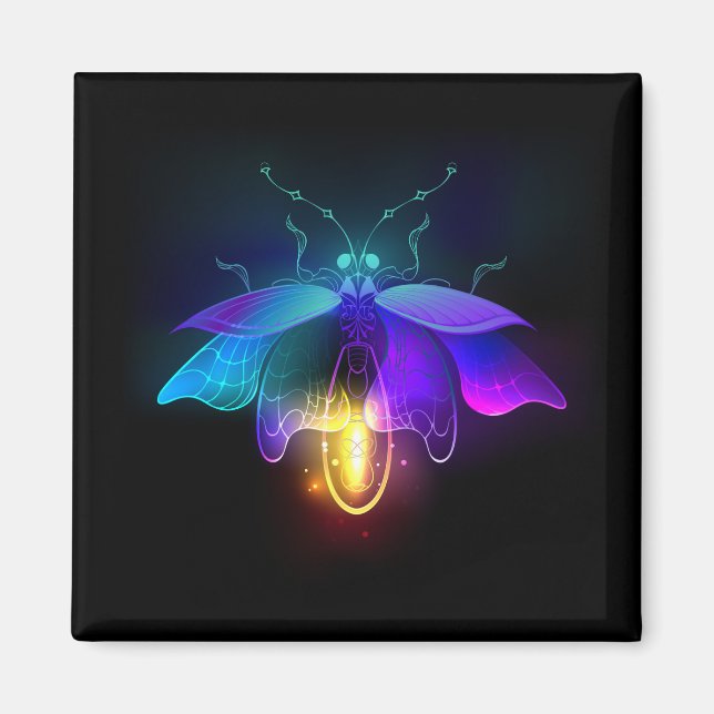 Neon Firefly på svart Magnet (Framsidan)