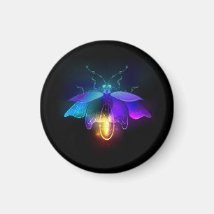 Neon Firefly på svart Magnet