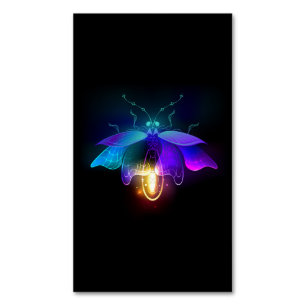 Neon Firefly på svart Magnetiska Visitkort