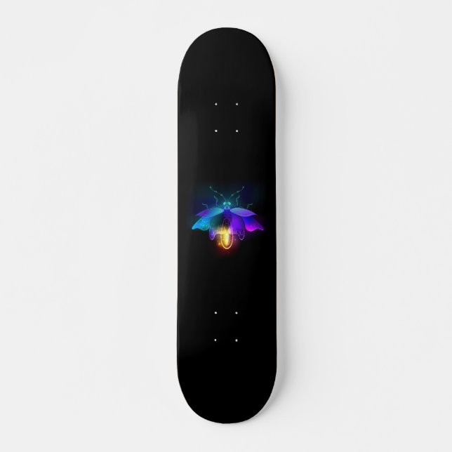 Neon Firefly på svart Mini Skateboard Bräda 18,5 Cm (Framsida)