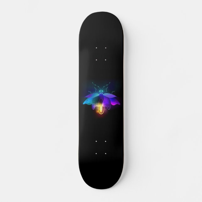 Neon Firefly på svart Mini Skateboard Bräda 18,5 Cm (Framsida)