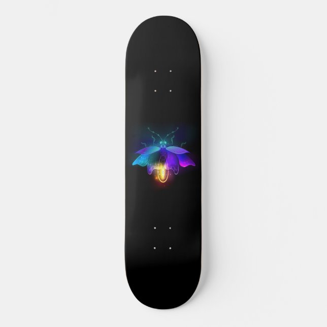 Neon Firefly på svart Mini Skateboard Bräda 18,5 Cm (Framsida)