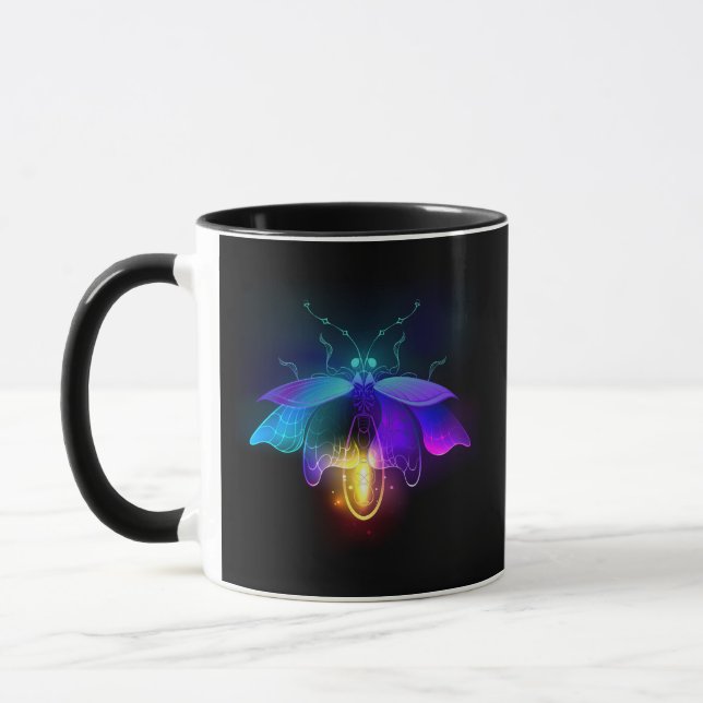 Neon Firefly på svart Mugg (Vänster)