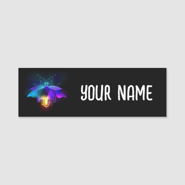 Neon Firefly på svart Namnbricka (Framsida)