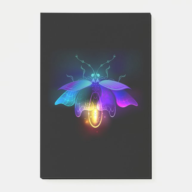 Neon Firefly på svart Post-it Block (Framsida)