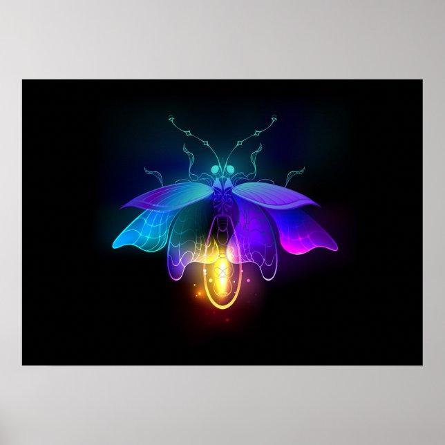 Neon Firefly på svart Poster (Framsidan)