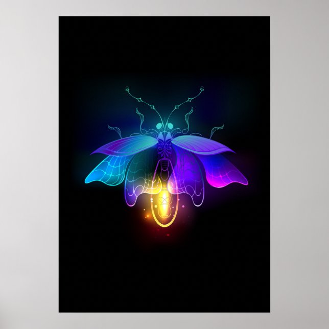 Neon Firefly på svart Poster (Framsidan)
