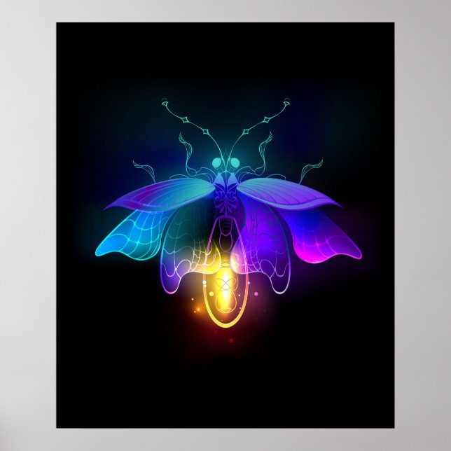 Neon Firefly på svart Poster (Framsidan)