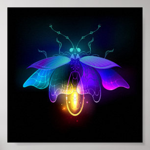 Neon Firefly på svart Poster