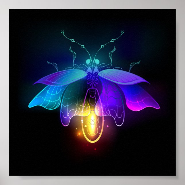 Neon Firefly på svart Poster (Framsidan)