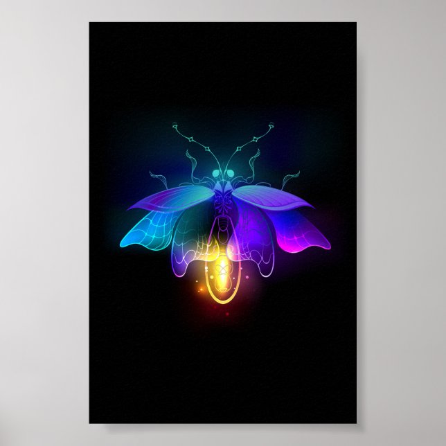 Neon Firefly på svart Poster (Framsidan)