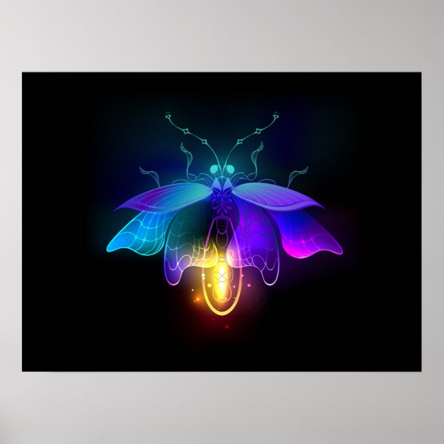 Neon Firefly på svart Poster (Framsidan)