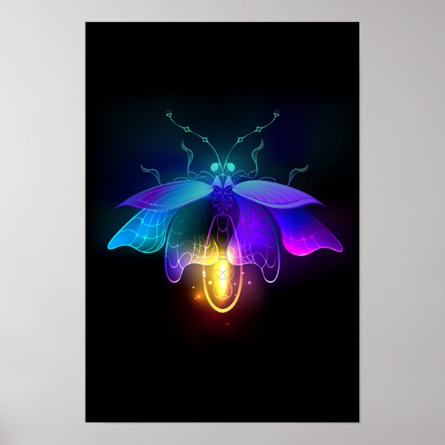Neon Firefly på svart Poster (Framsidan)