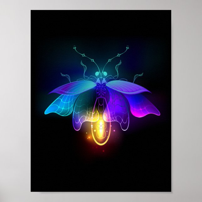 Neon Firefly på svart Poster (Framsidan)