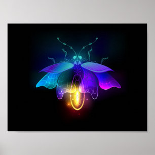 Neon Firefly på svart Poster