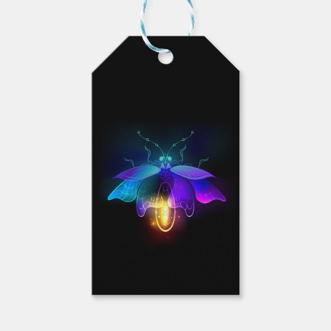 Neon Firefly på svart Presentetikett (Framsidan)