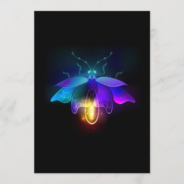 Neon Firefly på svart Rådkort (Framsida)