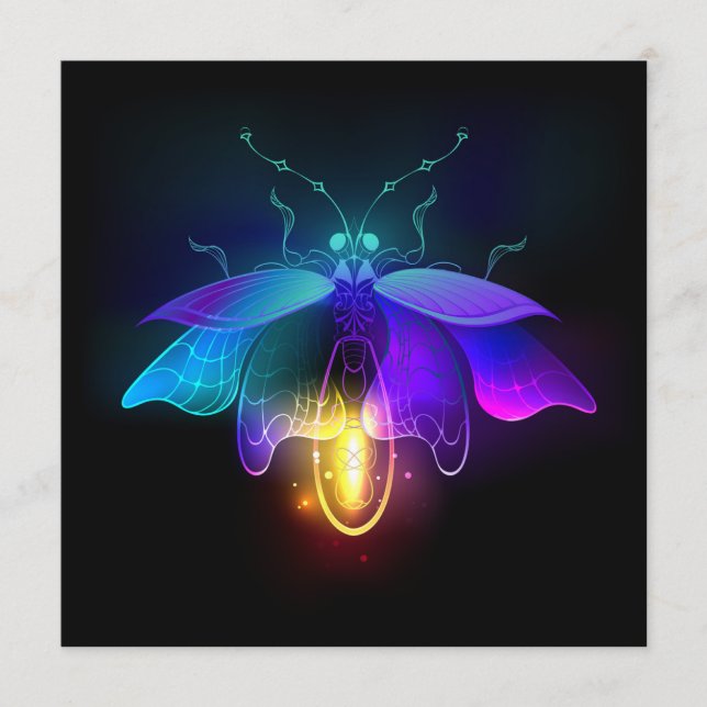 Neon Firefly på svart Rådkort (Framsida)