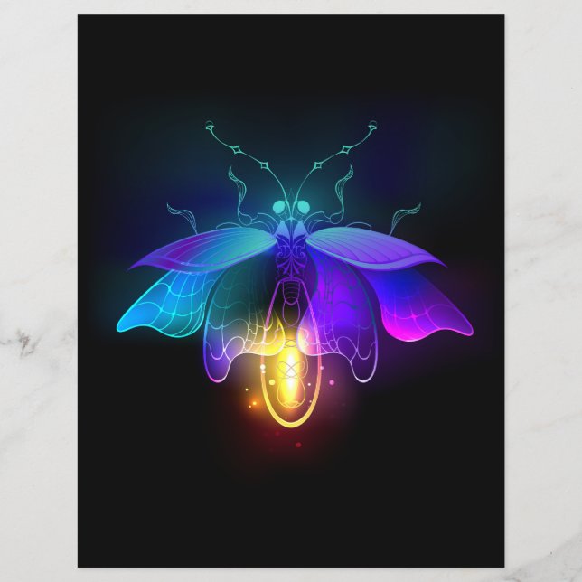 Neon Firefly på svart Reklamblad (Framsidan)