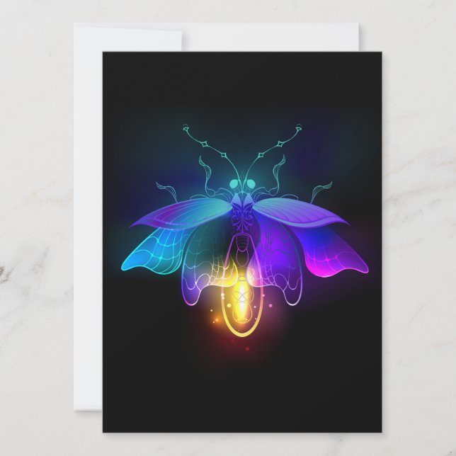Neon Firefly på svart Spara Datumet (Framsida)