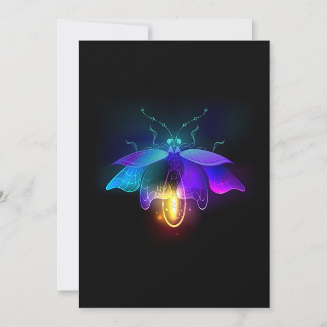 Neon Firefly på svart Tack Kort (Framsida)