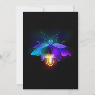 Neon Firefly på svart Tack Kort