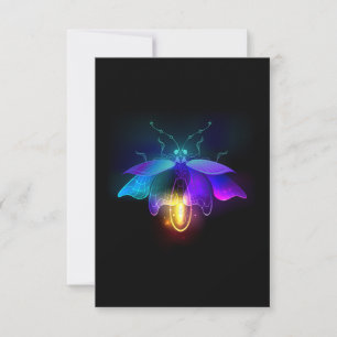 Neon Firefly på svart Tack Kort