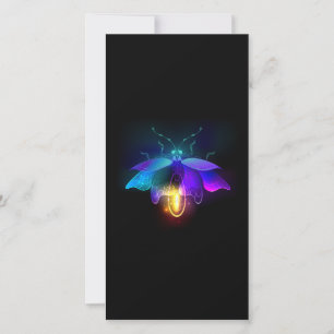 Neon Firefly på svart Tack Kort