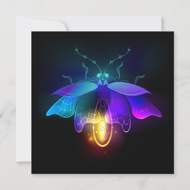 Neon Firefly på svart Tack Kort (Framsida)