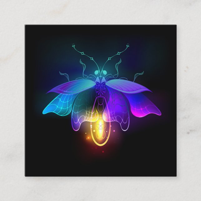 Neon Firefly på svart Tidsbeställning Kort (Framsida)