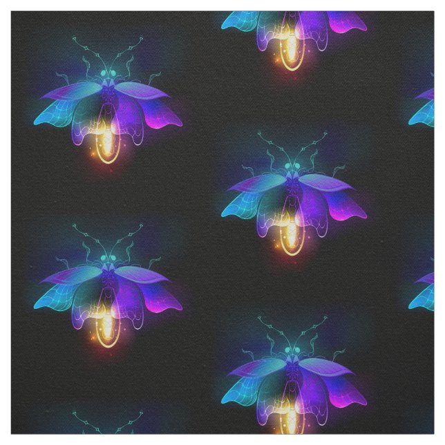 Neon Firefly på svart Tyg (Provkarta)