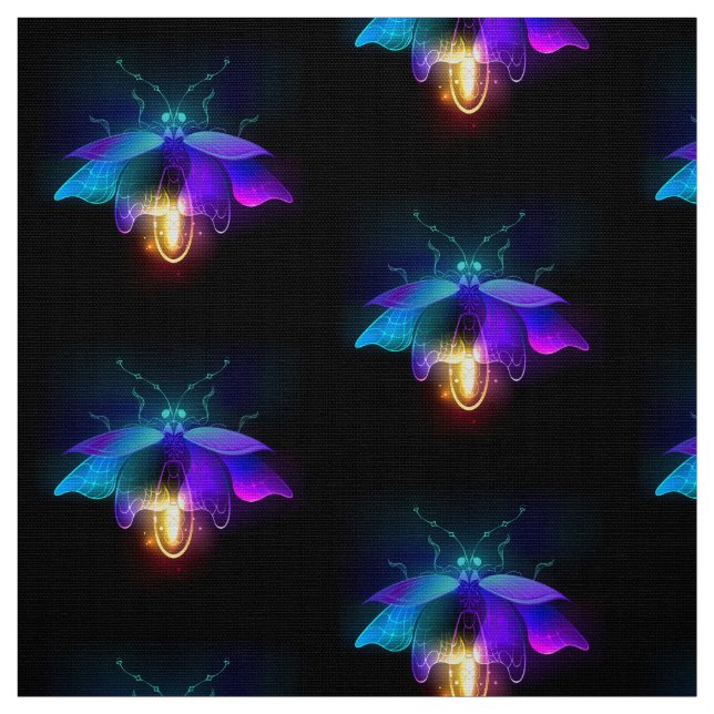 Neon Firefly på svart Tyg (Provkarta)