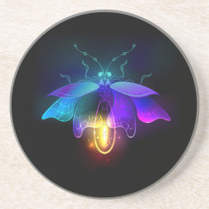 Neon Firefly på svart Underlägg
