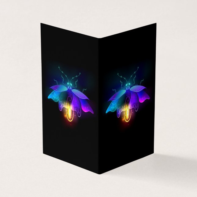 Neon Firefly på svart Visitkort (Utsida)