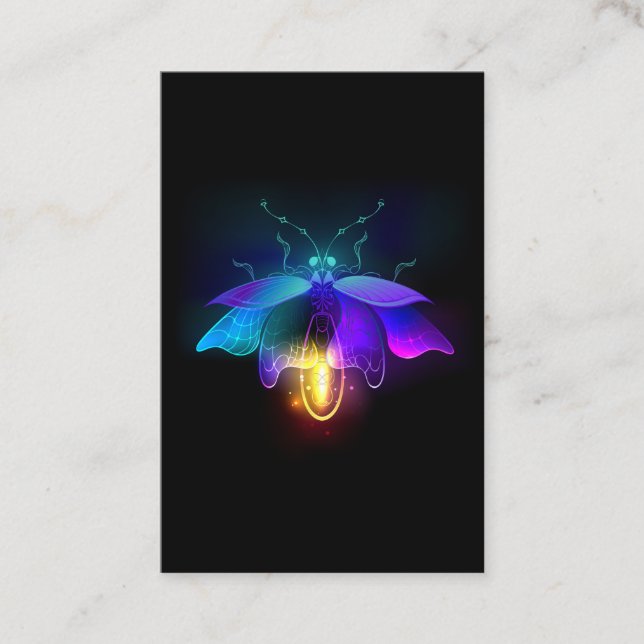 Neon Firefly på svart Visitkort (Framsida)