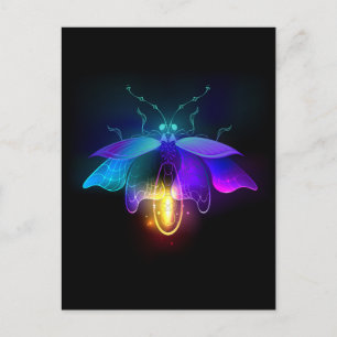 Neon Firefly på svart Vykort