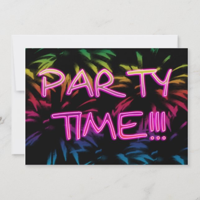 Neon Fireworks-gruppinbjudan Inbjudningar (Framsida)