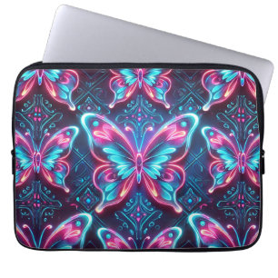 Neon Fjäril Glöd Mönster Laptop Fodral