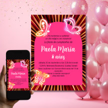 Neon Fjäril Svart Rosa Flickas Födelsedag Spanska