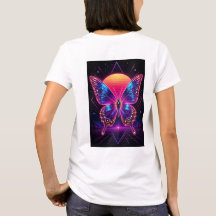 Neon Fjäril Synthwave Solnedgång Konst