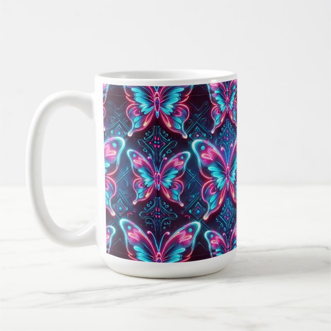 Neon fjärilmönster kaffemugg (Vänster)