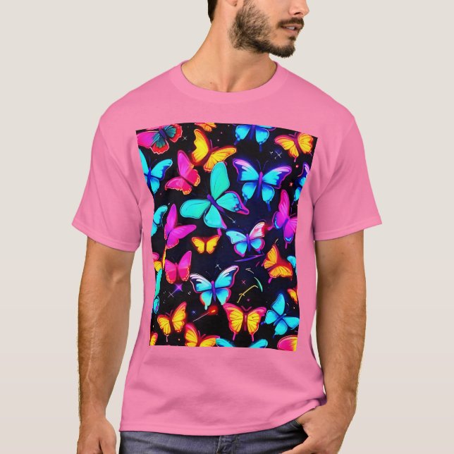 Neon Fjärilsmönster T Shirt (Framsida)