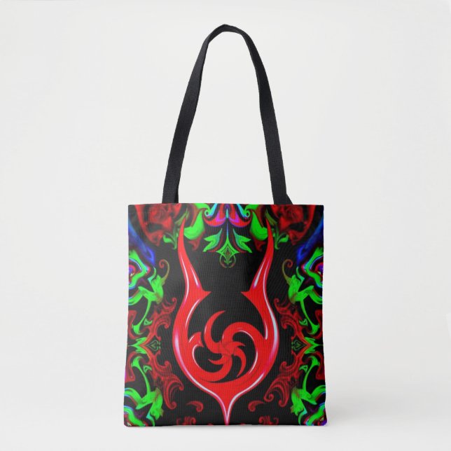Neon Flame Mandala Pattern Tygkasse (Framsida)