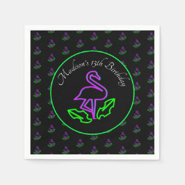Neon Flamingo Tonåring Födelsedags Glöd Parti Trop Pappersservett