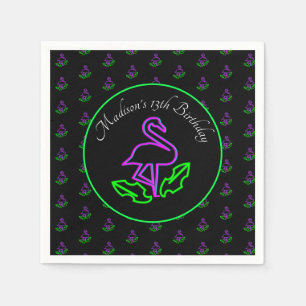 Neon Flamingo Tonåring Födelsedags Glöd Parti Trop Pappersservett