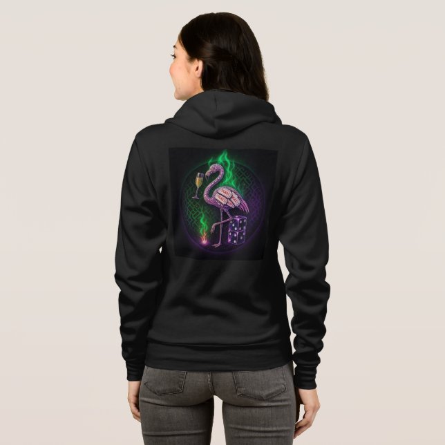 Neon Flamingo Vegas Glam Hoodie 🔥 🥂 T Shirt (Hel baksida)