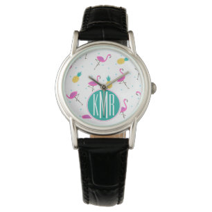 Neon Flamingos   Monogram Armbandsur