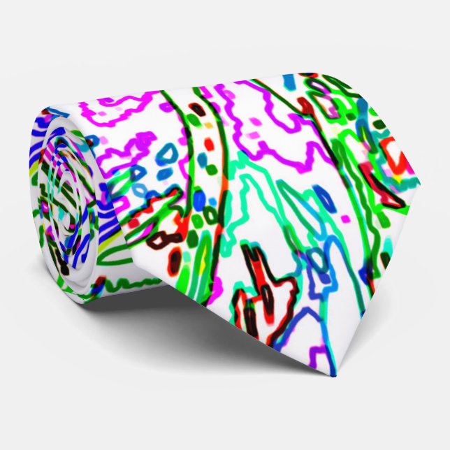 Neon Flerfärgad Böjd Linje Mönster -COOL Slips (Rullad)