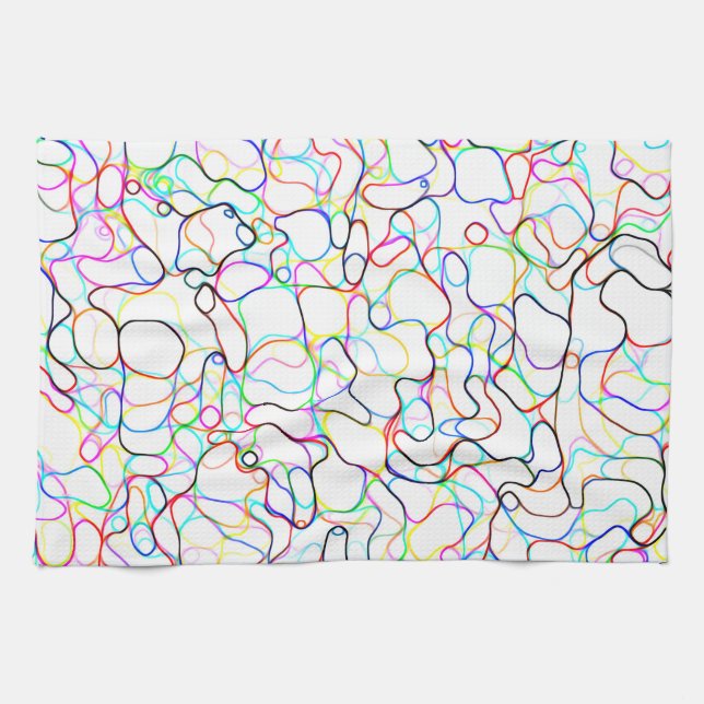 Neon Flerfärgad Curvy Line Mönster - COOLA Kökshandduk (Horisontell)